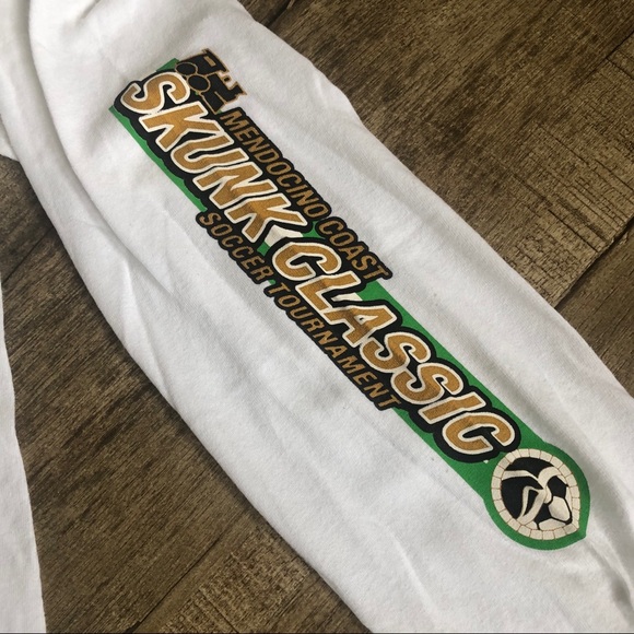 Gildan white long sleeve skunk soccer tourney T - Picture 4 of 7